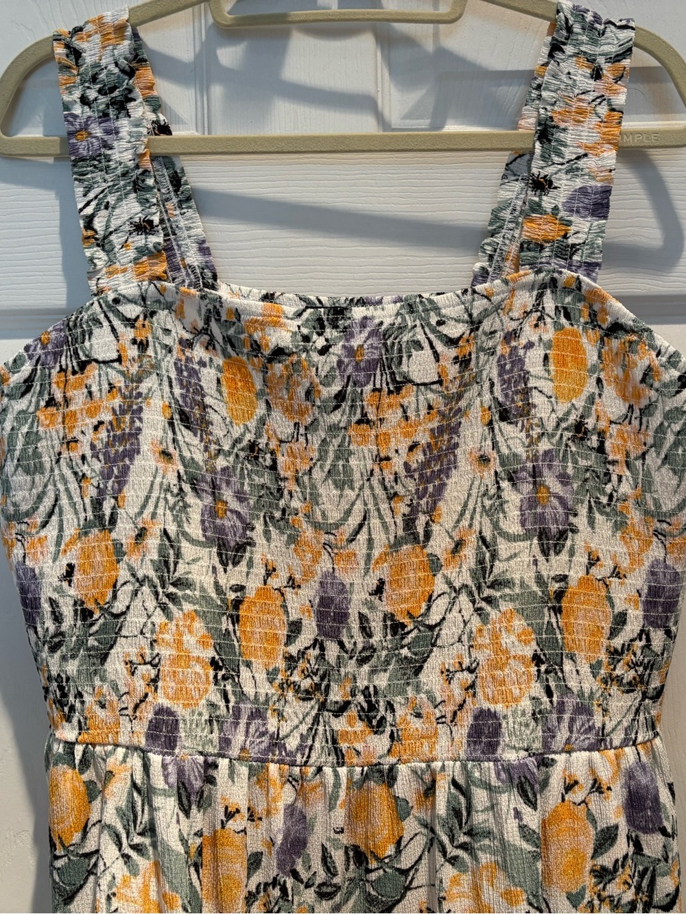 Lane Bryant Plus-Size 18/20 Smocked-Bodice Square-Neck Maxi Dress Spring Floral - Picture 3 of 7